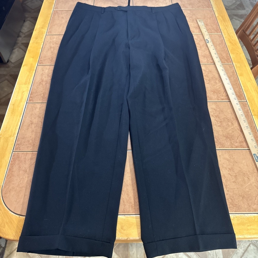 Givenchy Monsieur Pants 40 x 32 Black Pleated Cuffed Hem Trousers USA Made